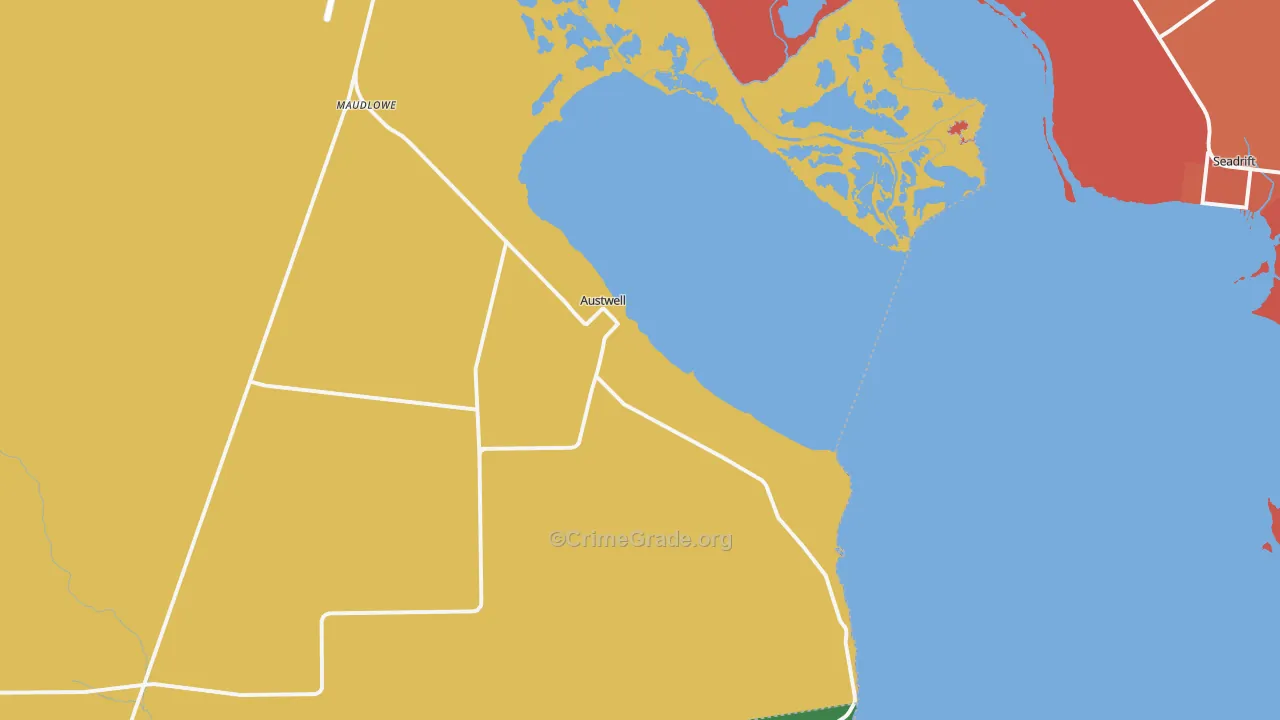Austwell, TX Map of Theft Rates