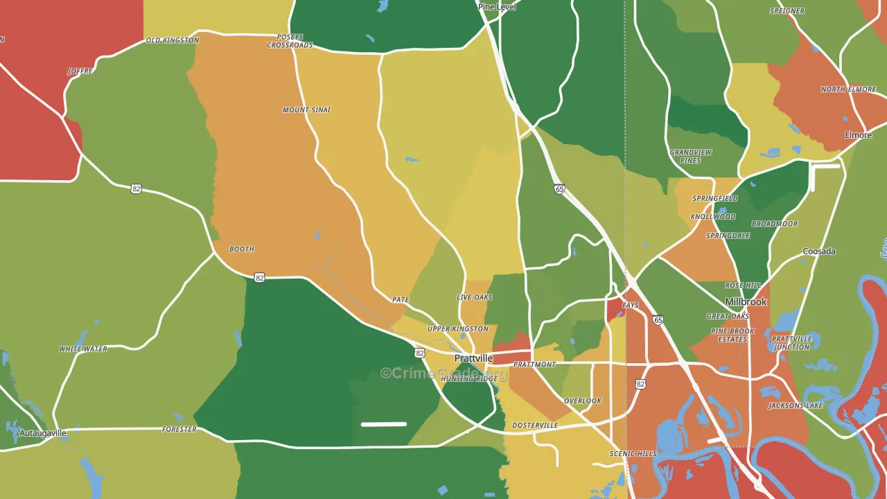Autauga County, AL Map of Theft Rates