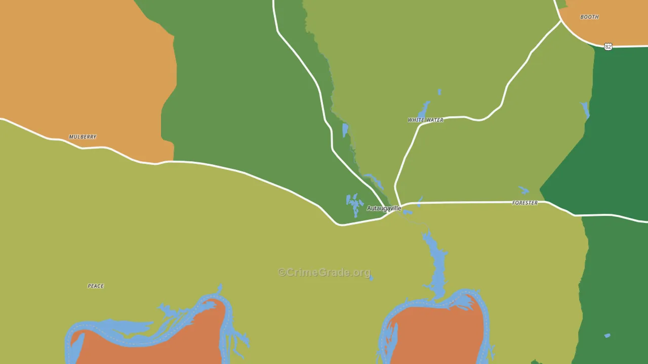 Autaugaville, AL Map of Theft Rates