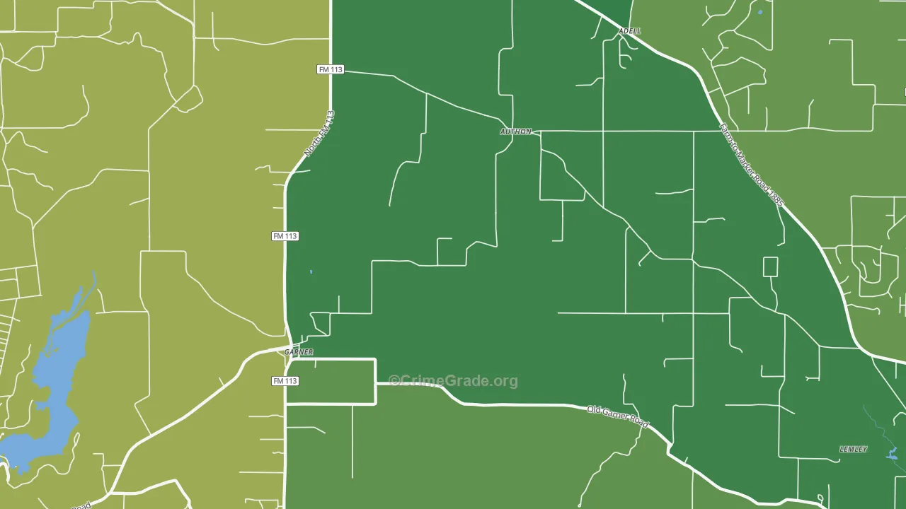 Authon, TX Map of Theft Rates