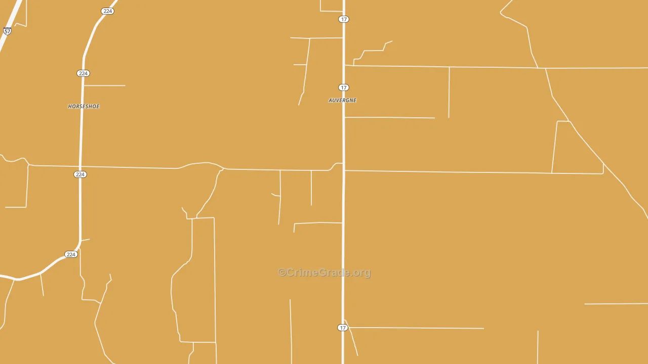 Auvergne, AR Map of Theft Rates