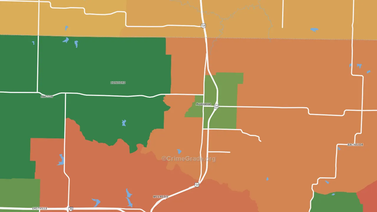 Auxvasse, MO Map of Theft Rates