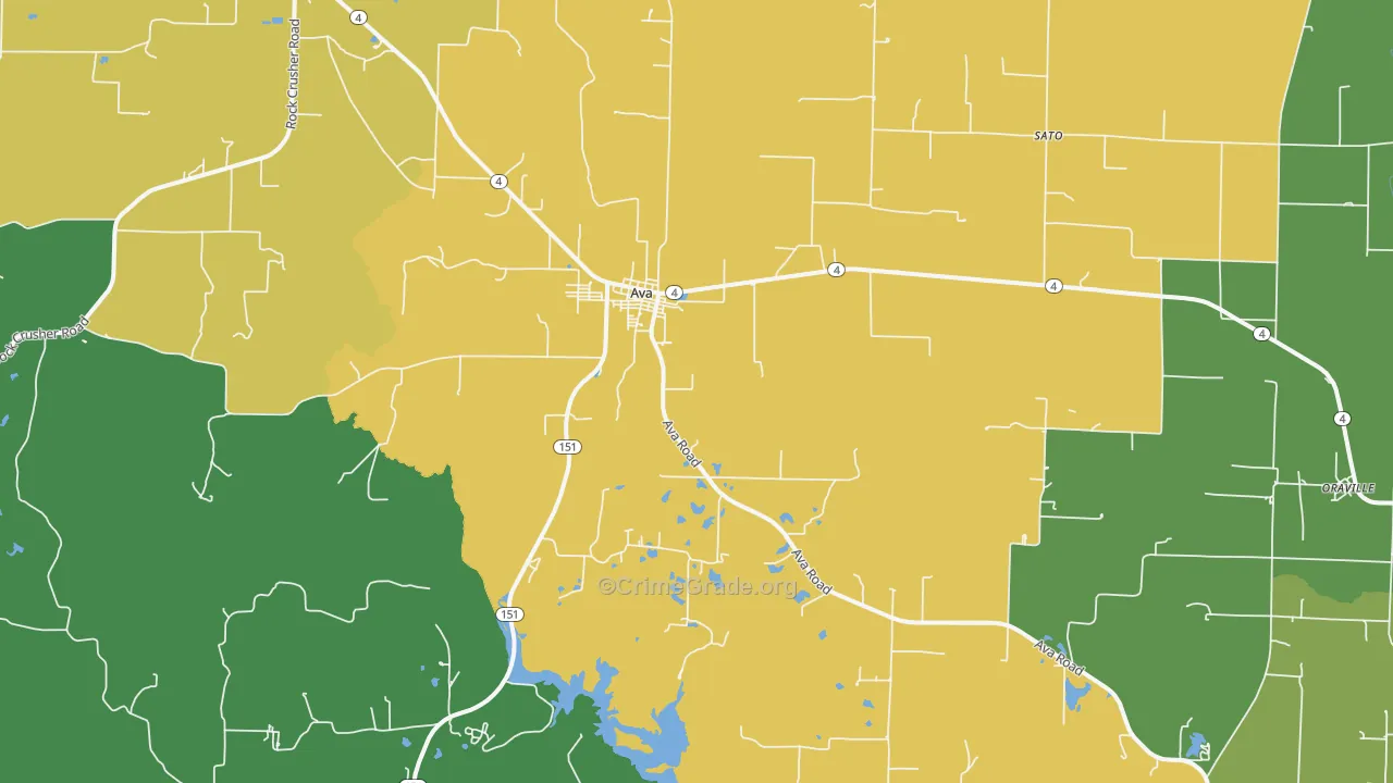 Ava, IL Map of Theft Rates