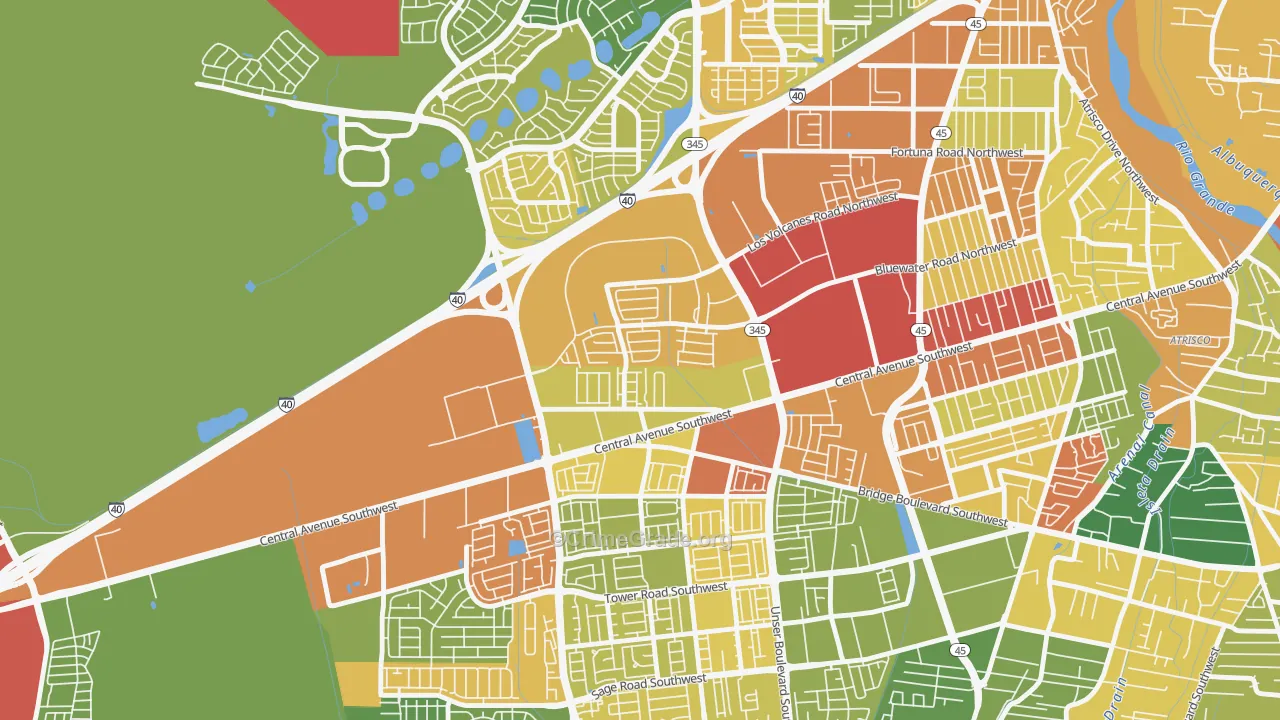 Avalon, Albuquerque, NM Map of Theft Rates