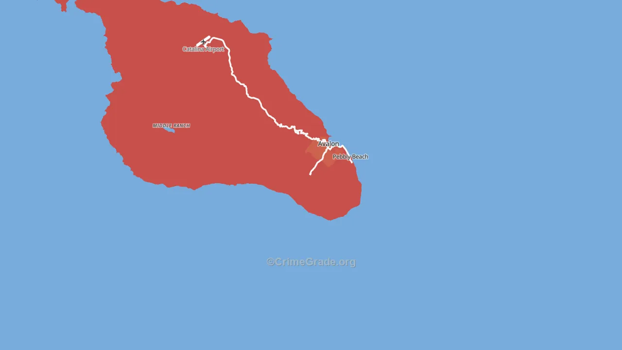 Avalon, CA Map of Theft Rates