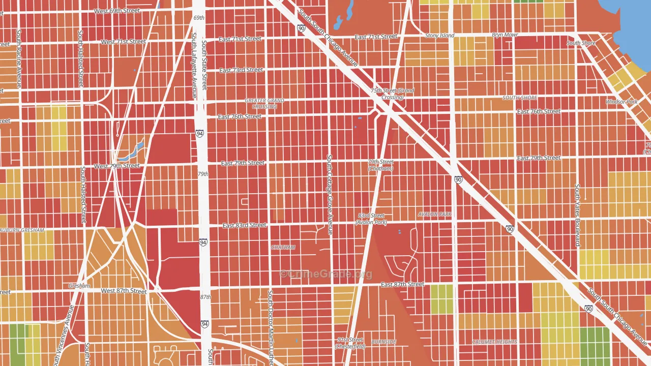 Avalon Highlands, Chicago, IL Map of Theft Rates
