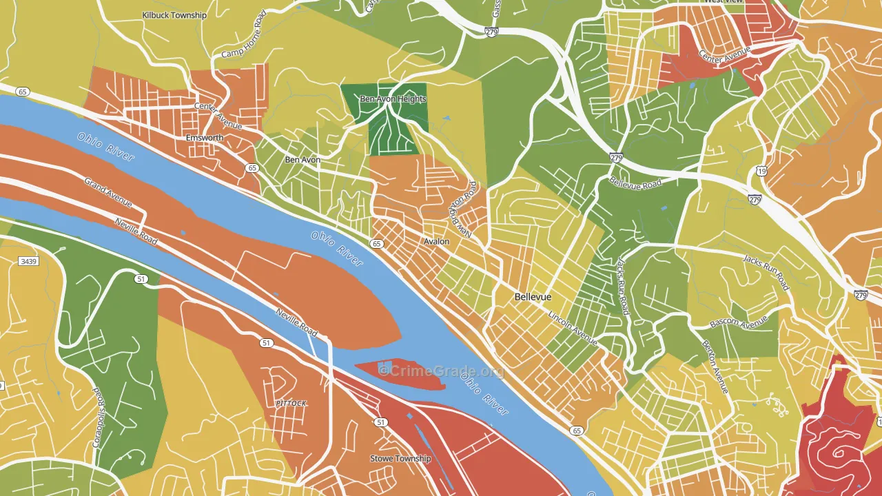 Avalon, PA Map of Theft Rates