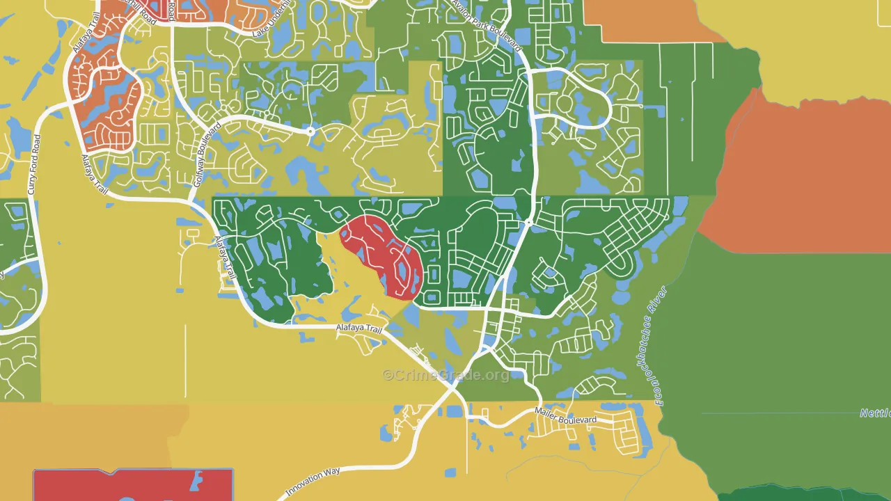 Avalon Park Northwest Village, Alafaya, FL Map of Theft Rates