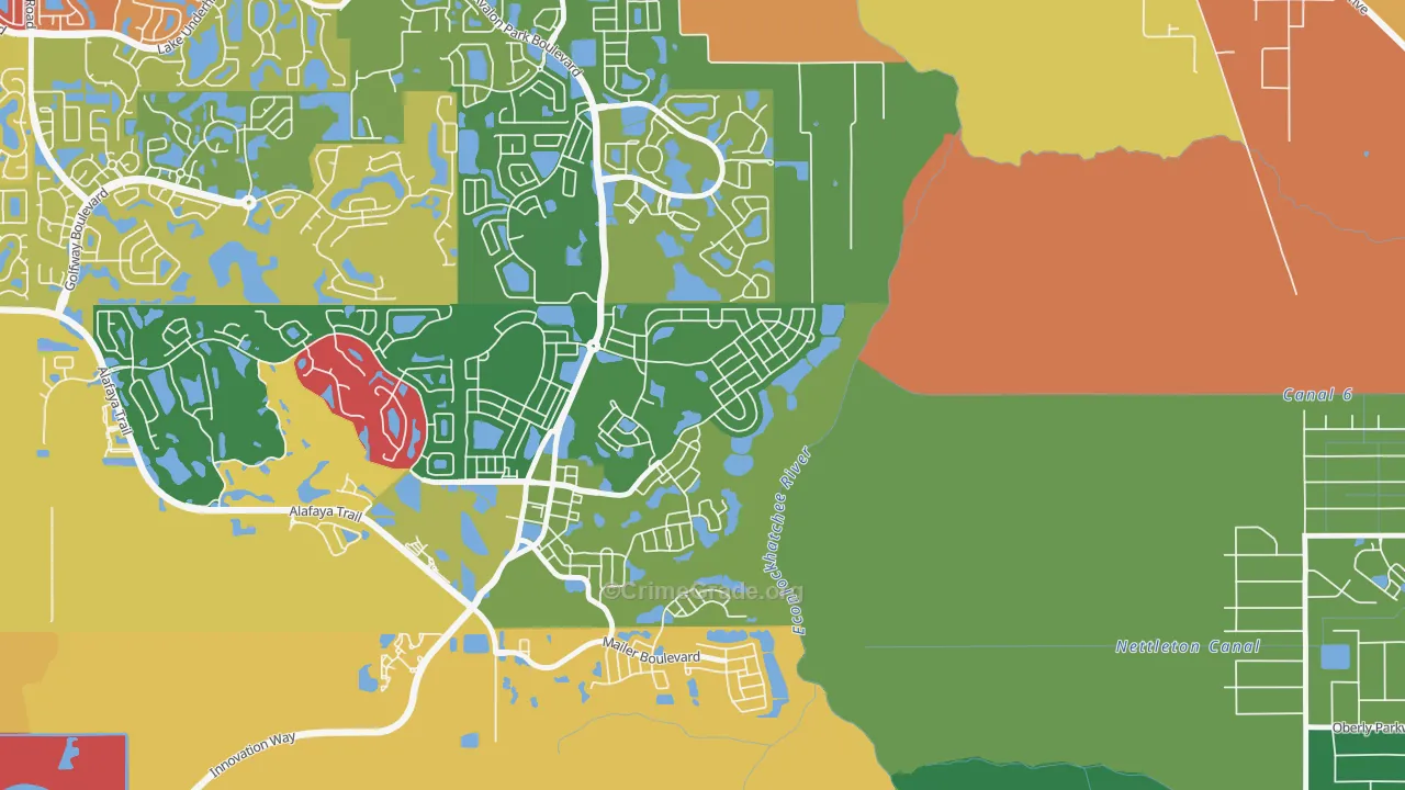 Avalon Park Village, Alafaya, FL Map of Theft Rates
