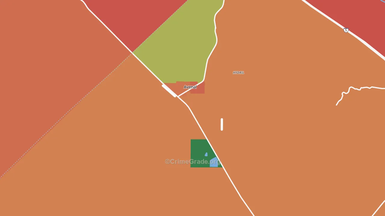 Avenal, CA Map of Theft Rates