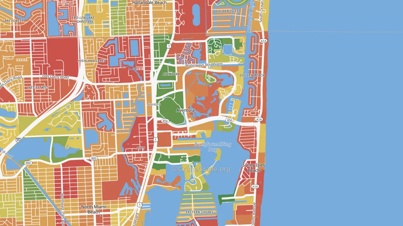 Aventura, FL Map of Theft Rates
