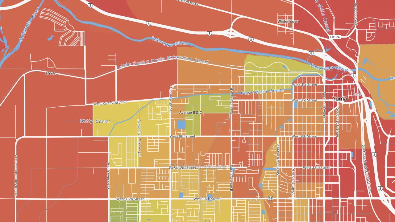 Avenue B and C, AZ Map of Theft Rates