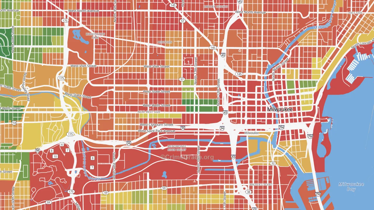 Avenues West, Milwaukee, WI Map of Theft Rates