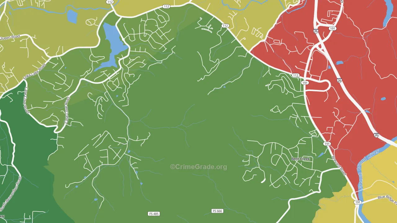 Avery Creek, NC Map of Theft Rates