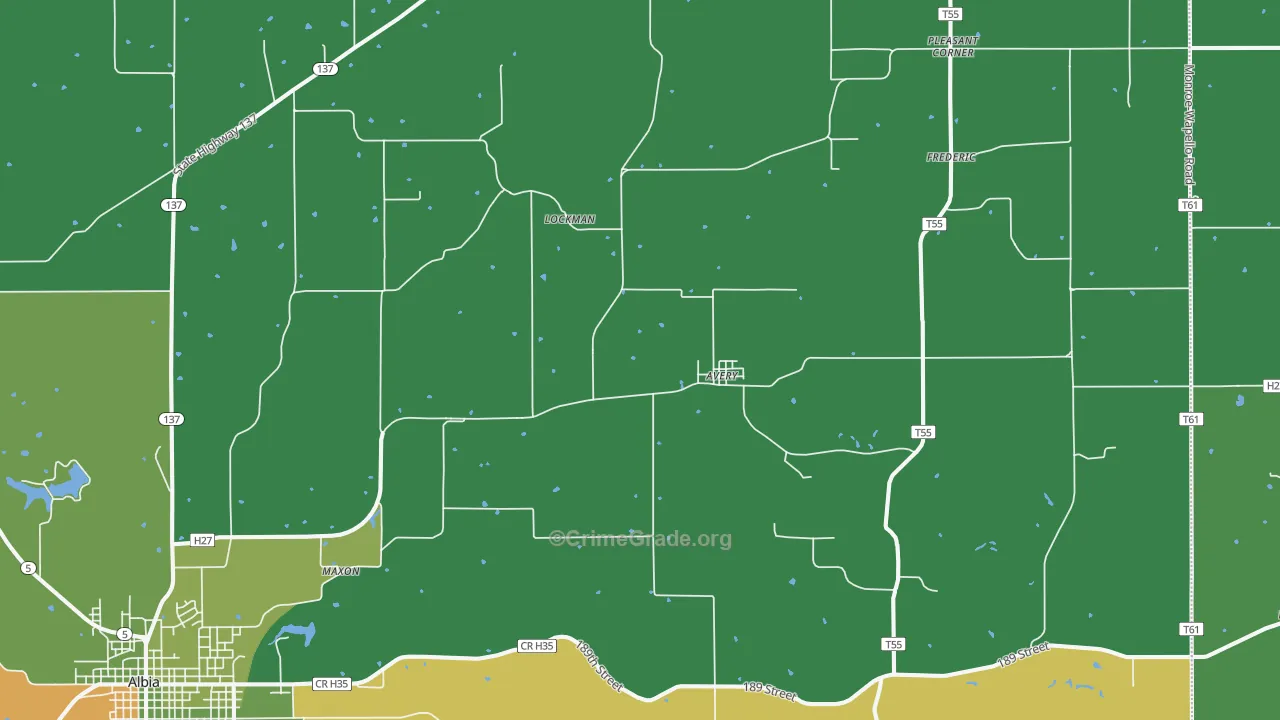 Avery, IA Map of Theft Rates