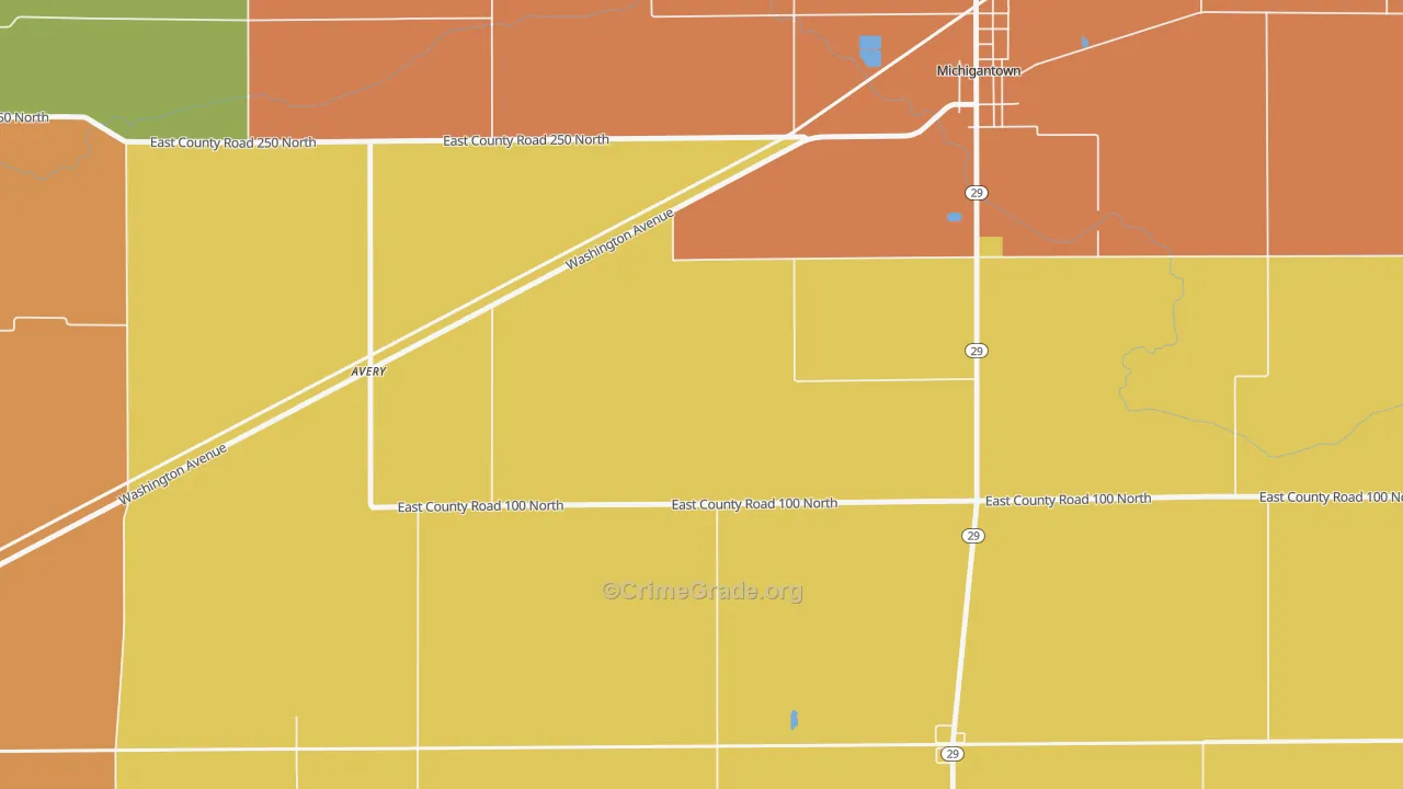 Avery, IN Map of Theft Rates