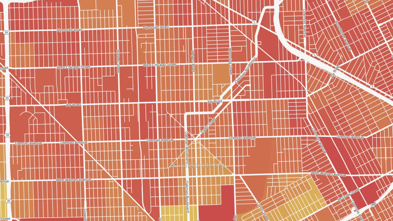 Aviation, Detroit, MI Map of Theft Rates