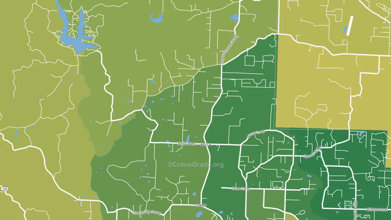 Avilla, AR Map of Theft Rates