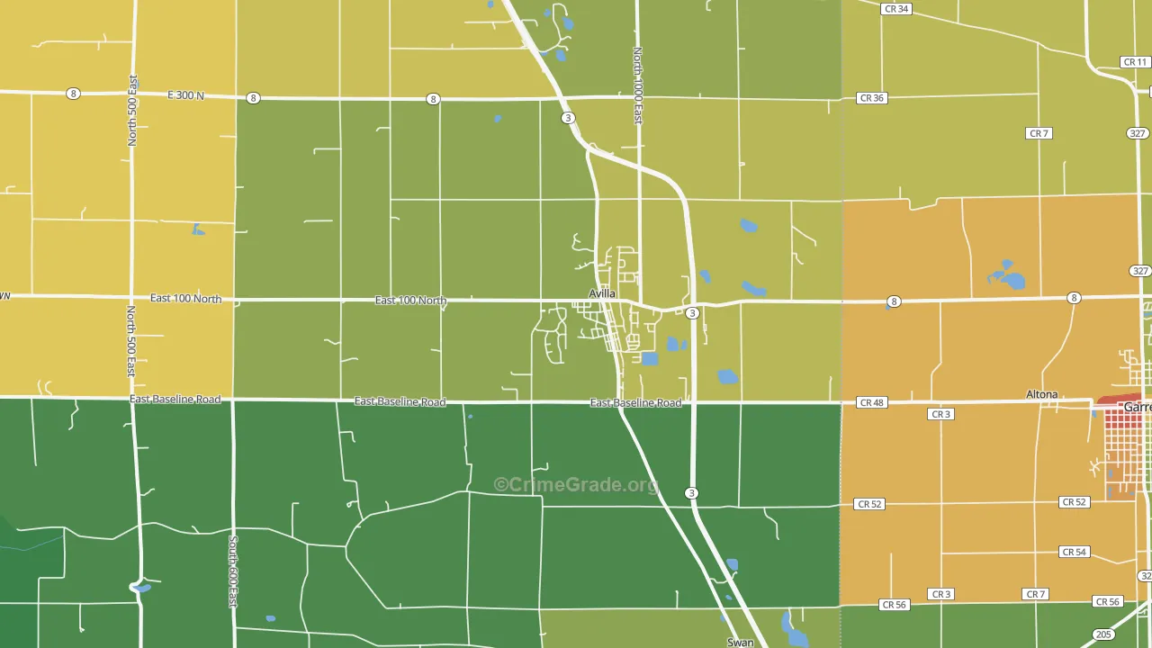 Avilla, IN Map of Theft Rates