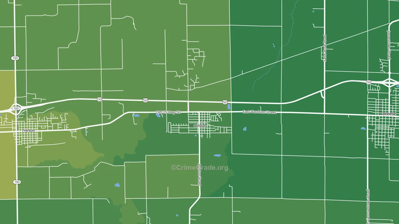 Aviston, IL Map of Theft Rates