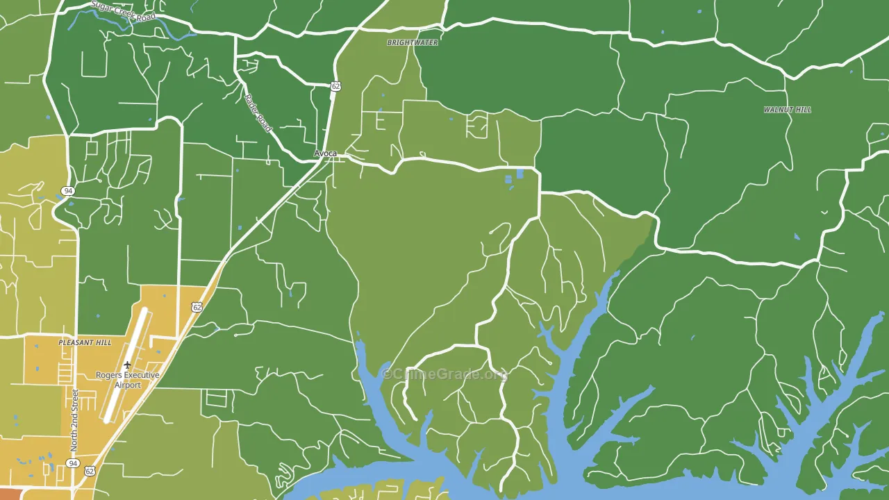 Avoca, AR Map of Theft Rates