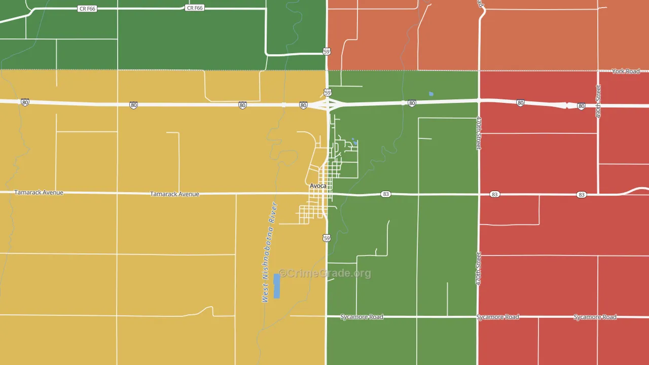 Avoca, IA Map of Theft Rates