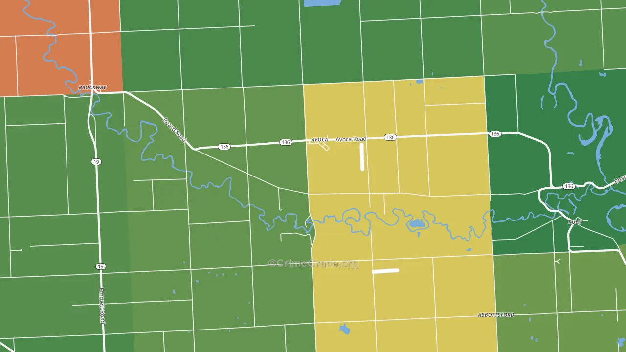 Avoca, MI Map of Theft Rates