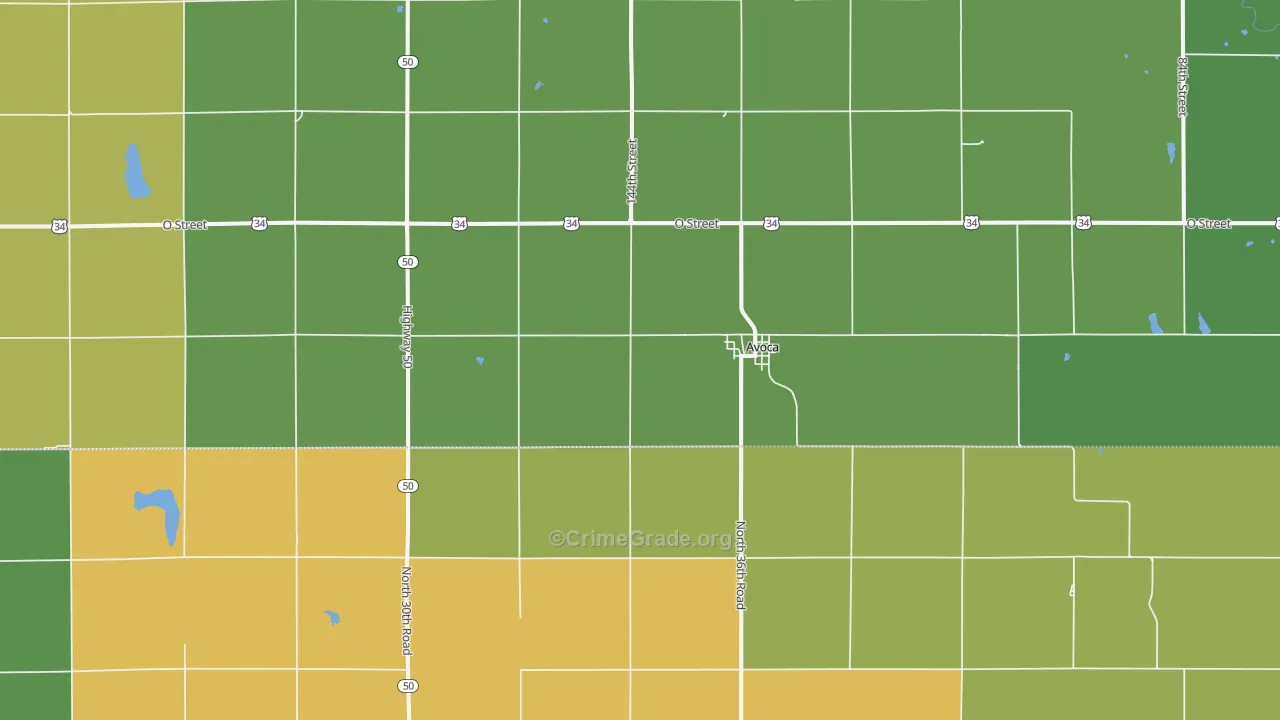 Avoca, NE Map of Theft Rates