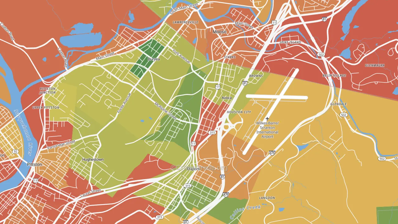 Avoca, PA Map of Theft Rates