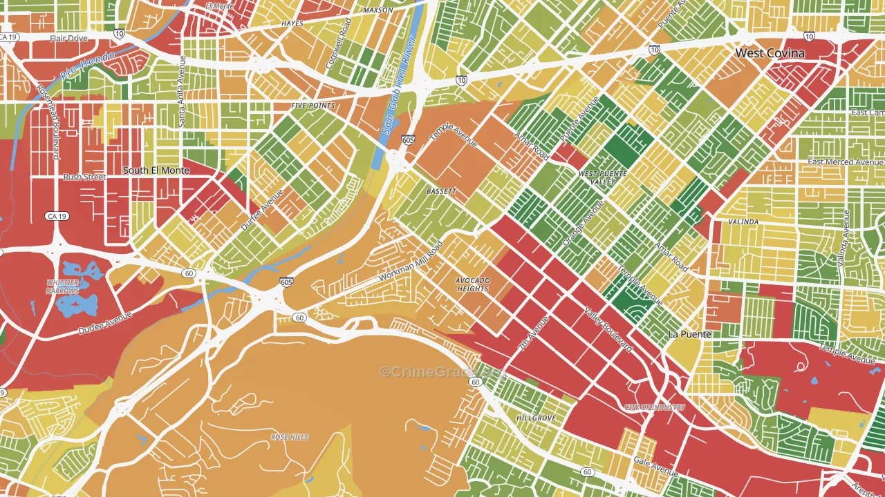 Avocado Heights, CA Map of Theft Rates