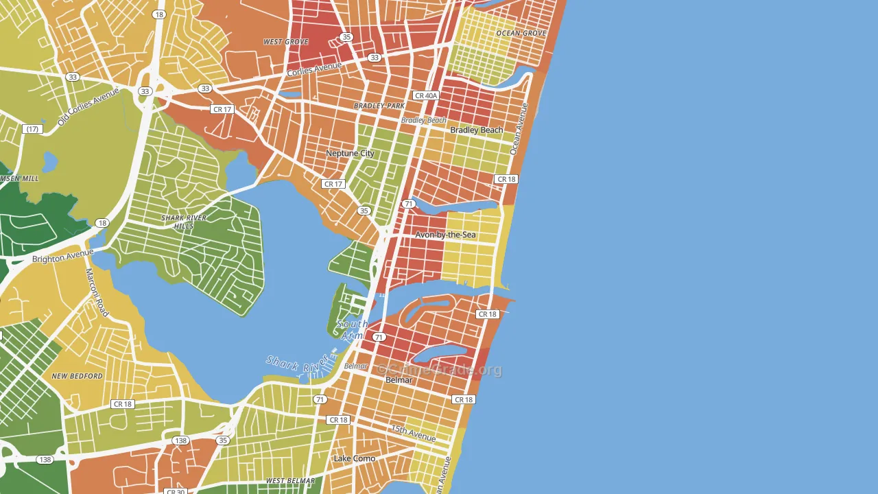 Avon-by-the-Sea, NJ Map of Theft Rates