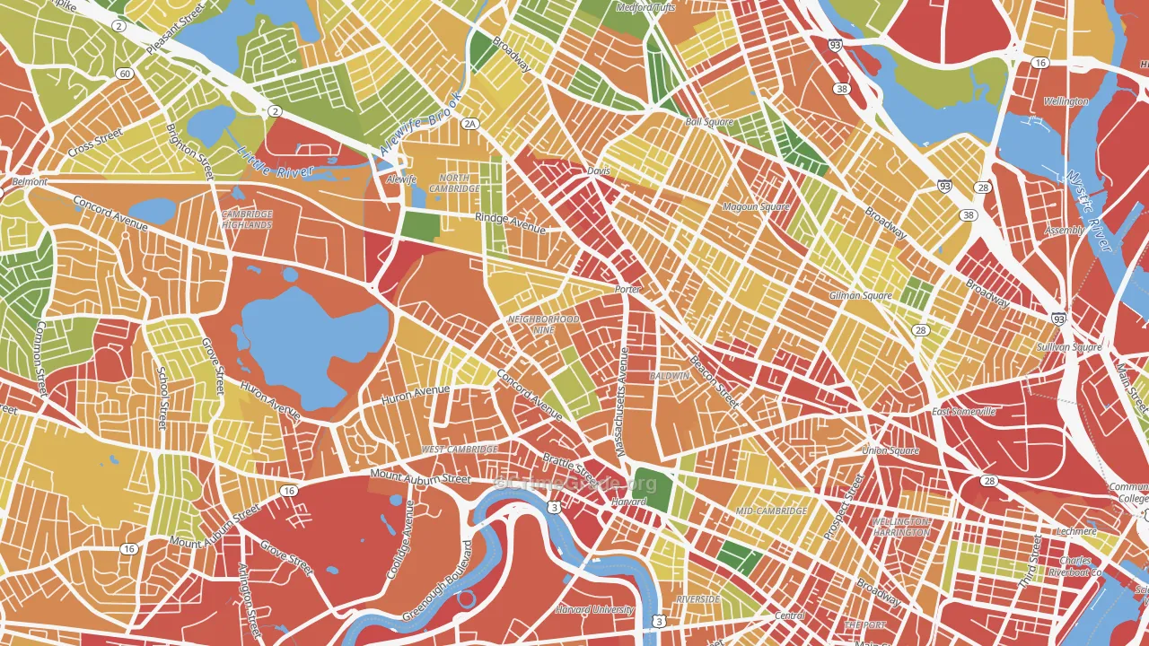 Avon Hill, Cambridge, MA Map of Theft Rates