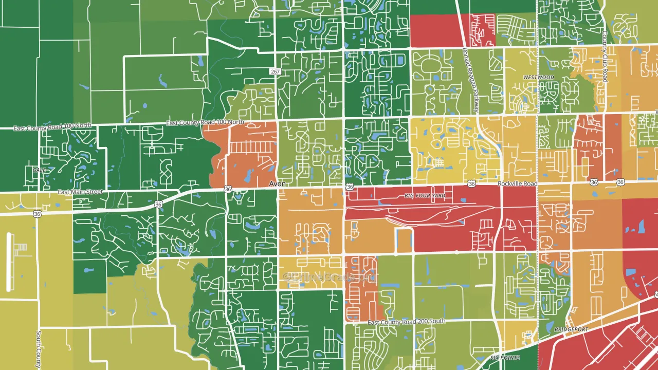 Avon, IN Map of Theft Rates