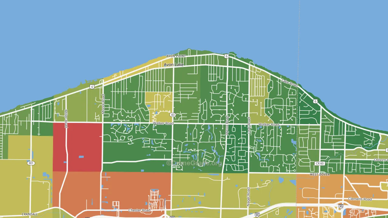 Avon Lake, OH Map of Theft Rates