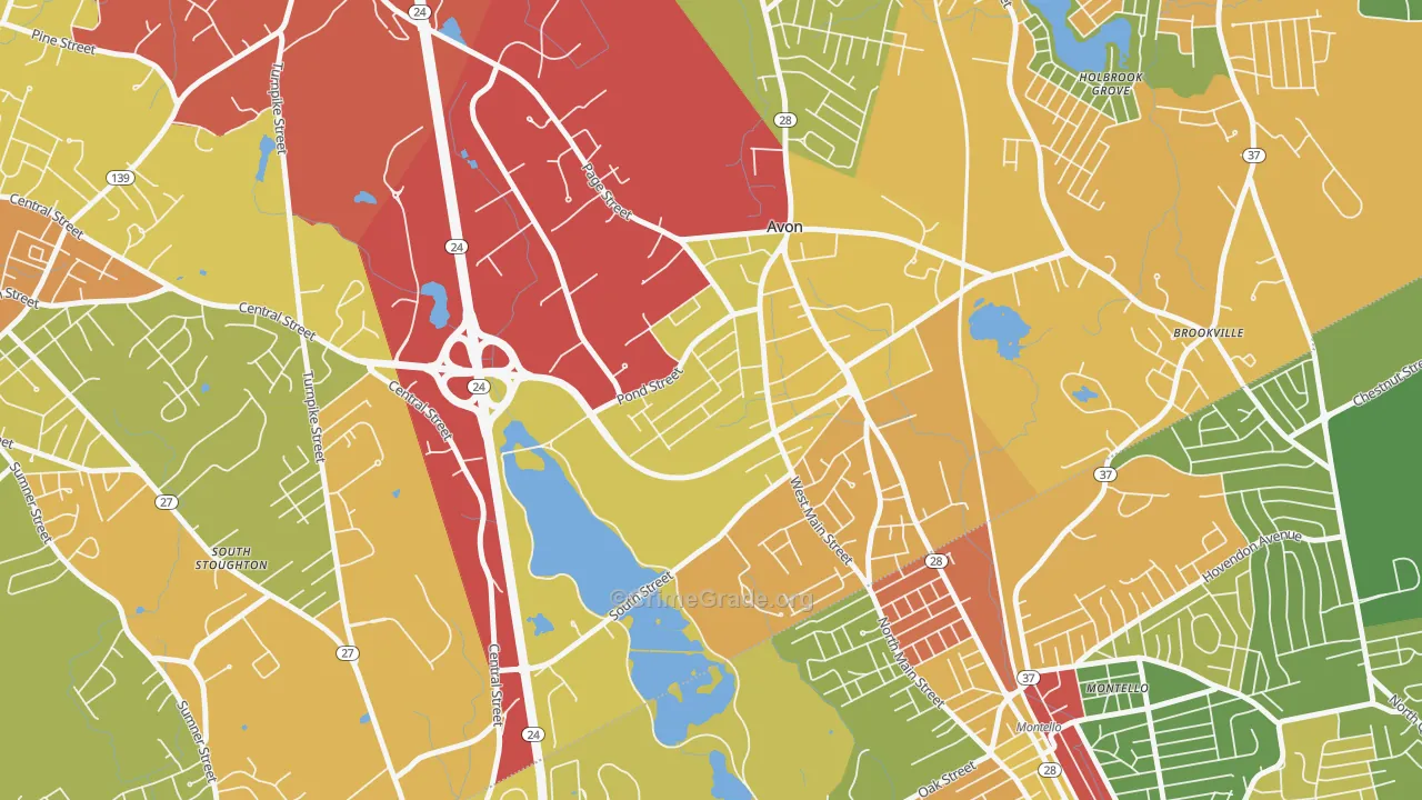 Avon, MA Map of Theft Rates