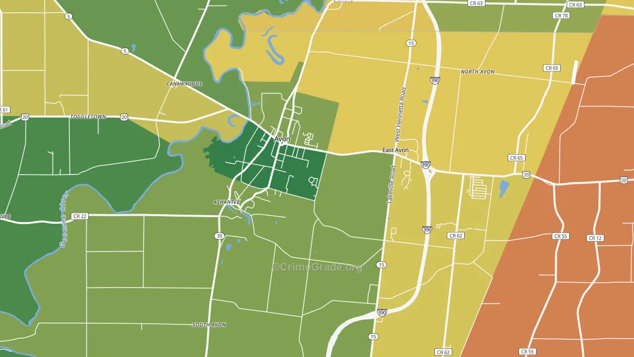 Avon, NY Map of Theft Rates