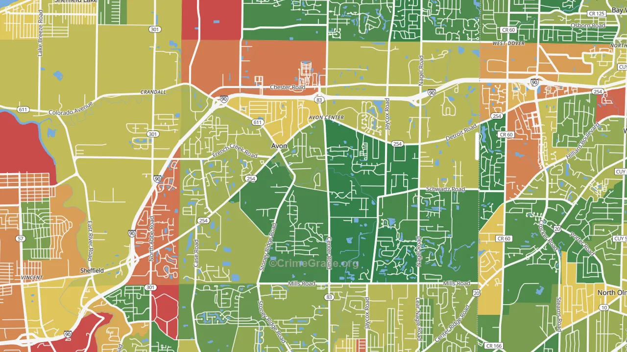 Avon, OH Map of Theft Rates