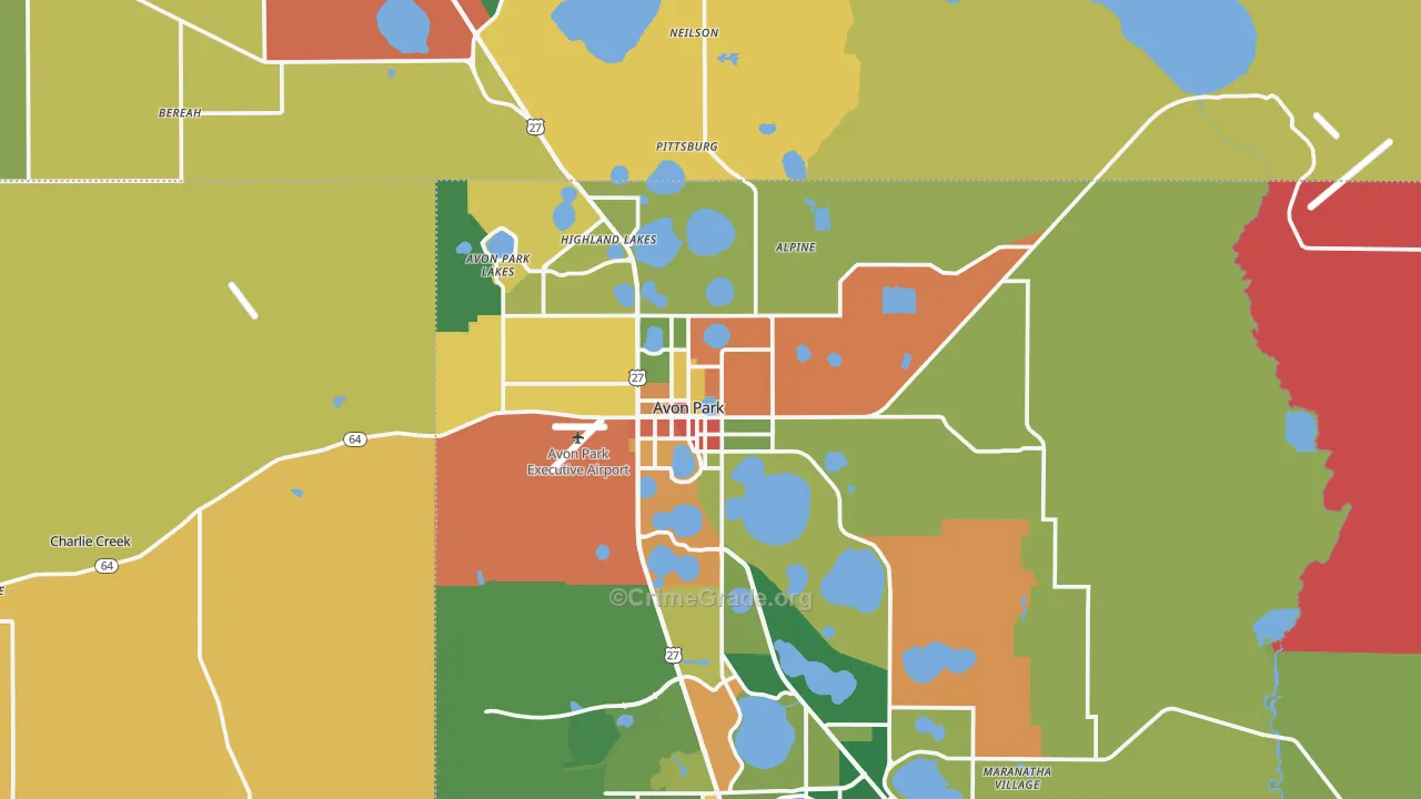 Avon Park, FL Map of Theft Rates