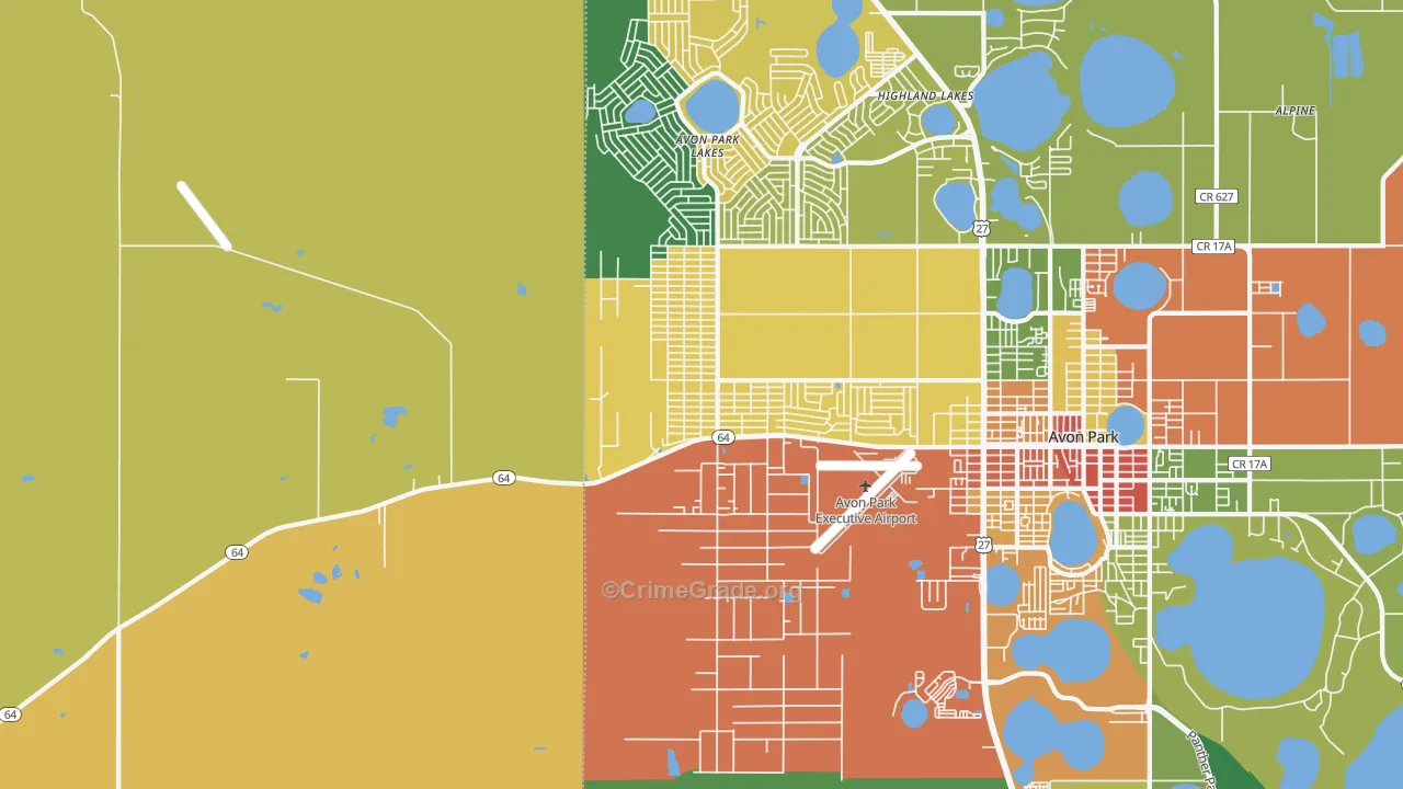 Avon Park Lakes, FL Map of Theft Rates