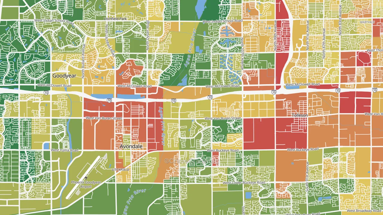 Avondale, AZ Map of Theft Rates