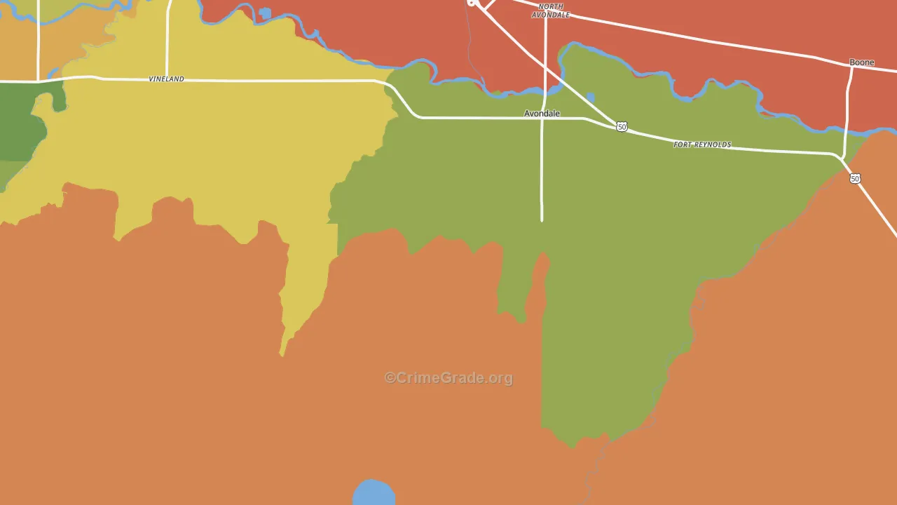 Avondale, CO Map of Theft Rates