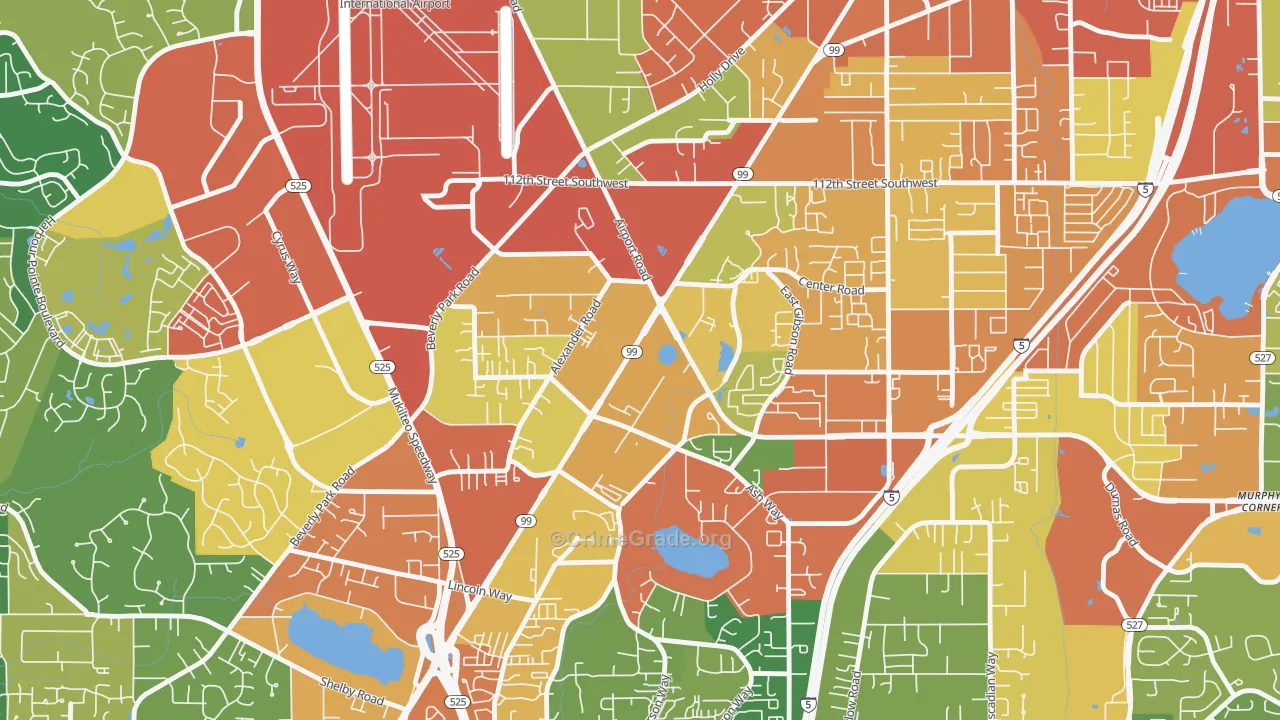 Avondale, Everett, WA Map of Theft Rates