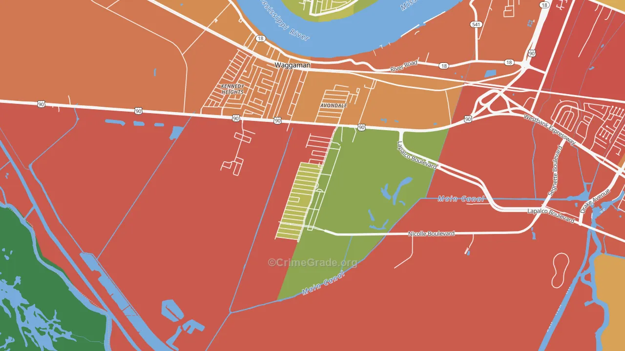 Avondale, LA Map of Theft Rates