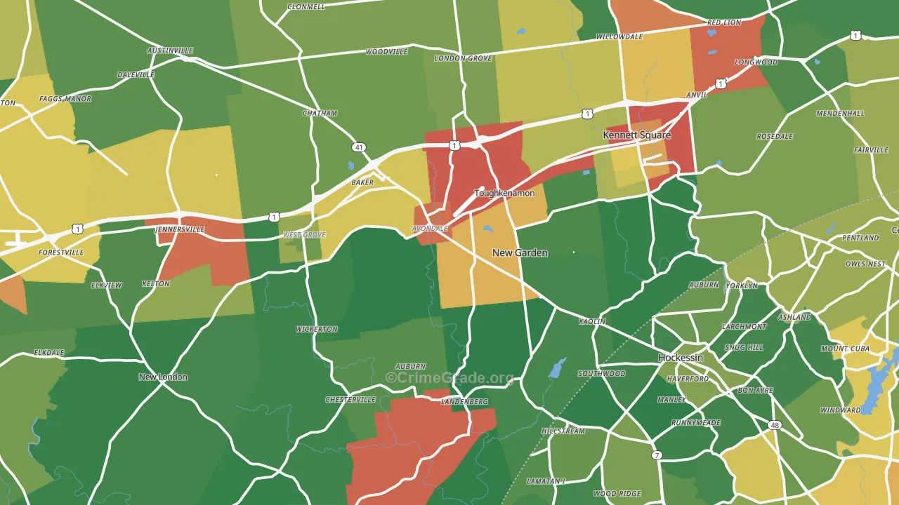 Avondale, PA Map of Theft Rates