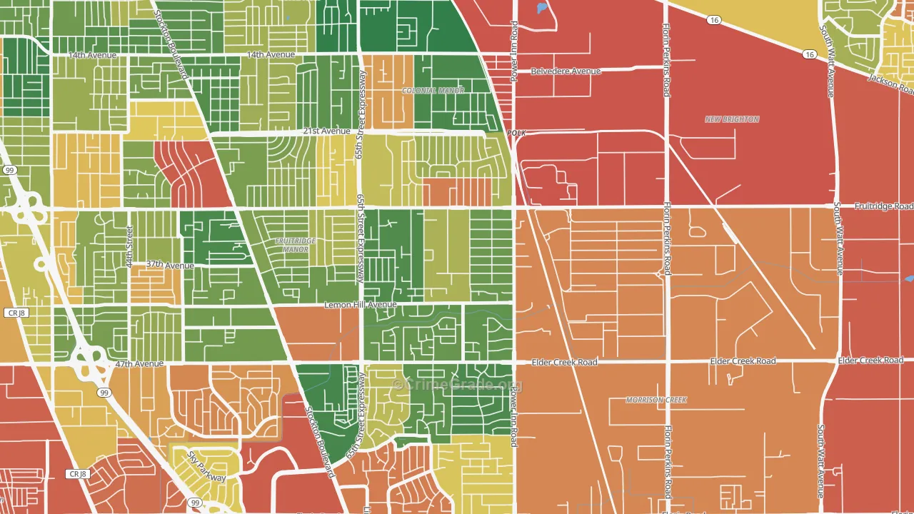Avondale, Sacramento, CA Map of Theft Rates