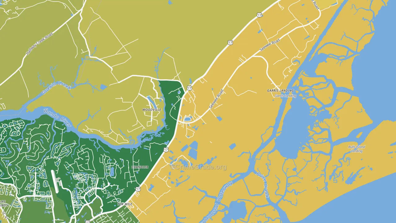 Awendaw, SC Map of Theft Rates