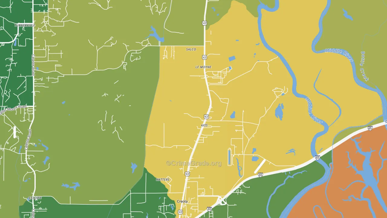 Axis, AL Map of Theft Rates