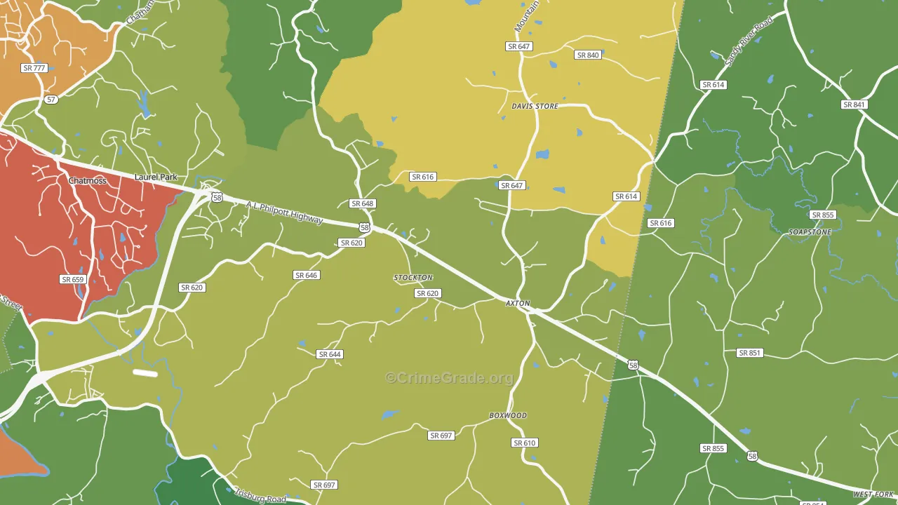 Axton, VA Map of Theft Rates