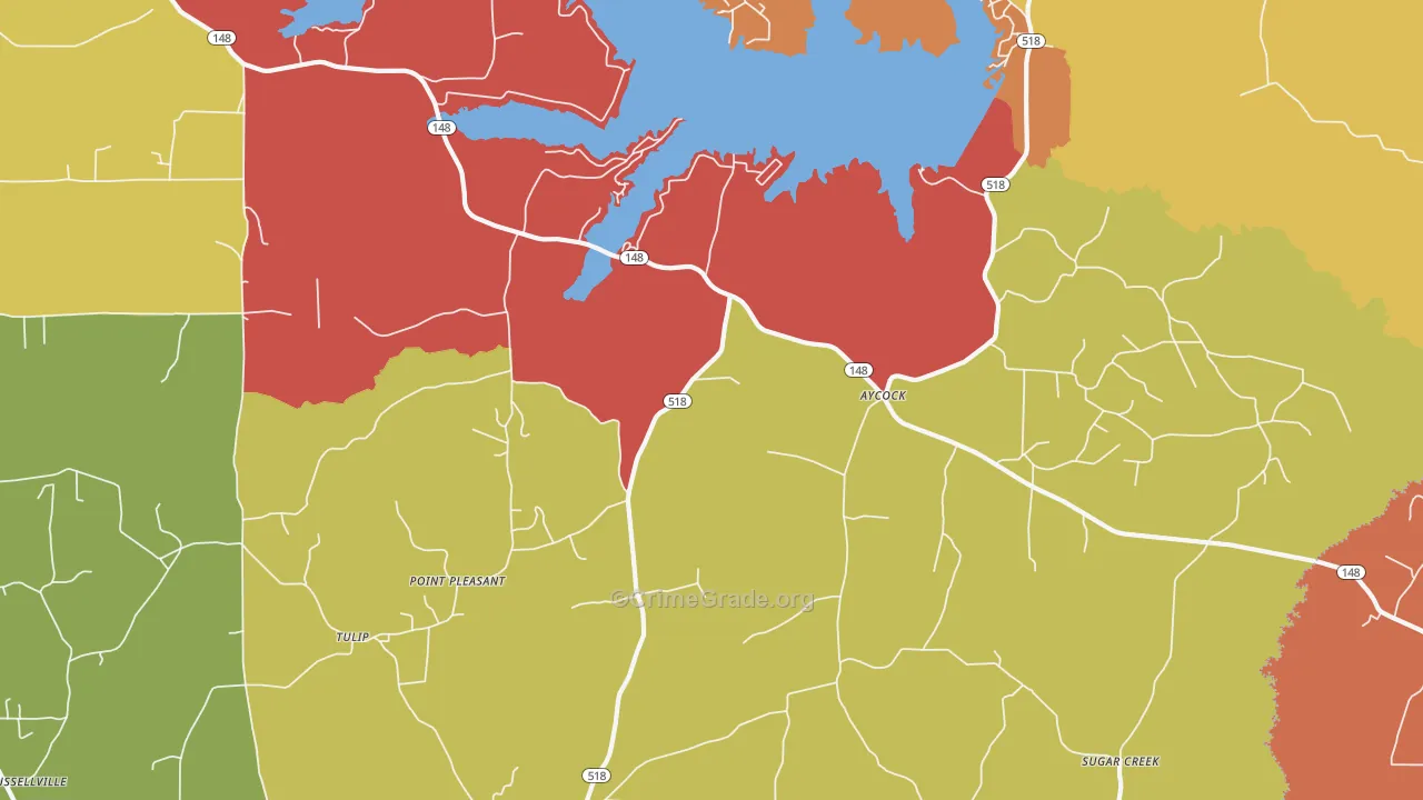 Aycock, LA Map of Theft Rates