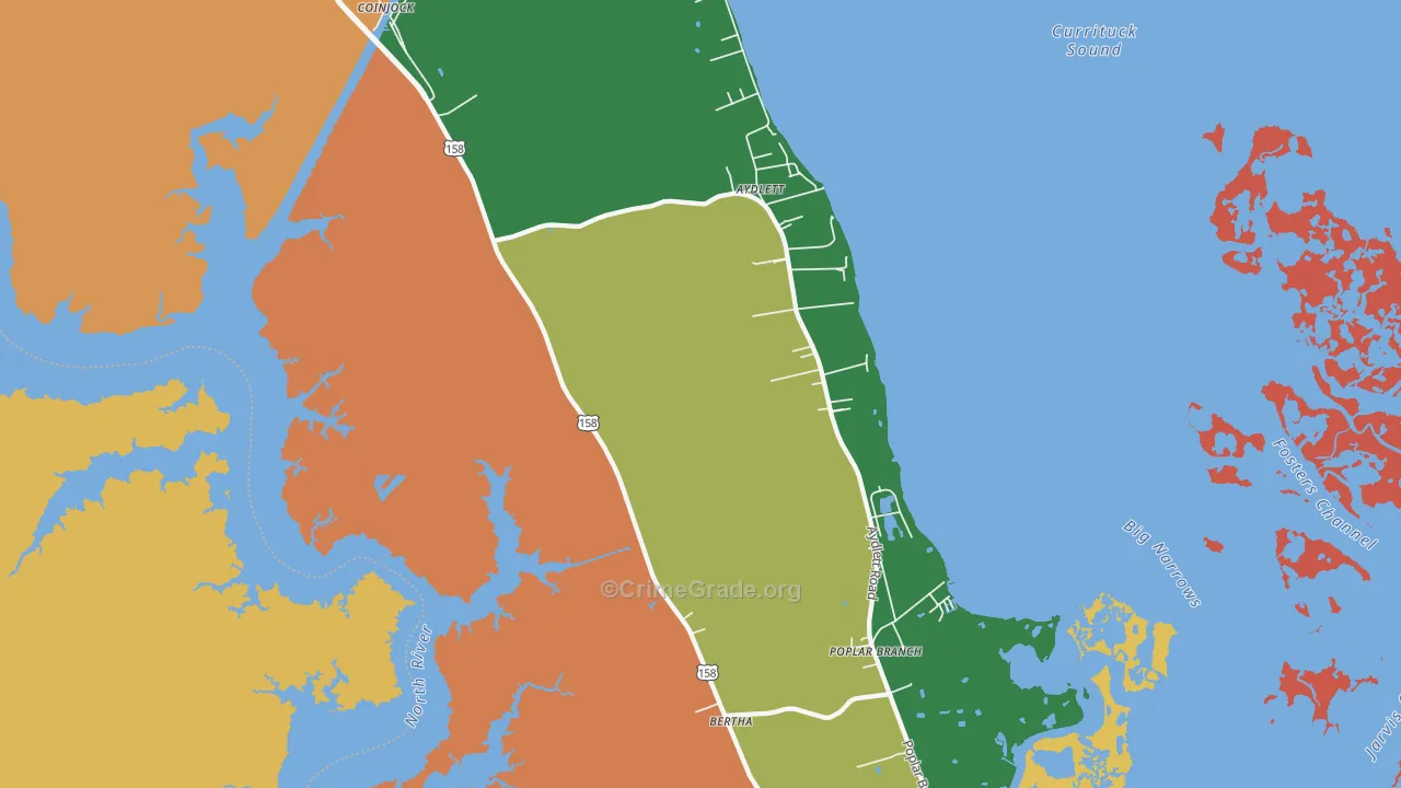 Aydlett, NC Map of Theft Rates
